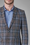 Пиджак из итальянской ткани Marzotto со льном в крупную клетку Regular Fit