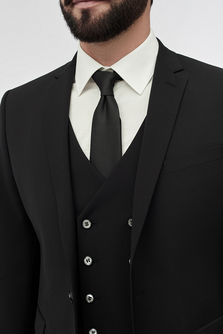 Костюмный черный пиджак из гладкой ткани Super Slim Fit