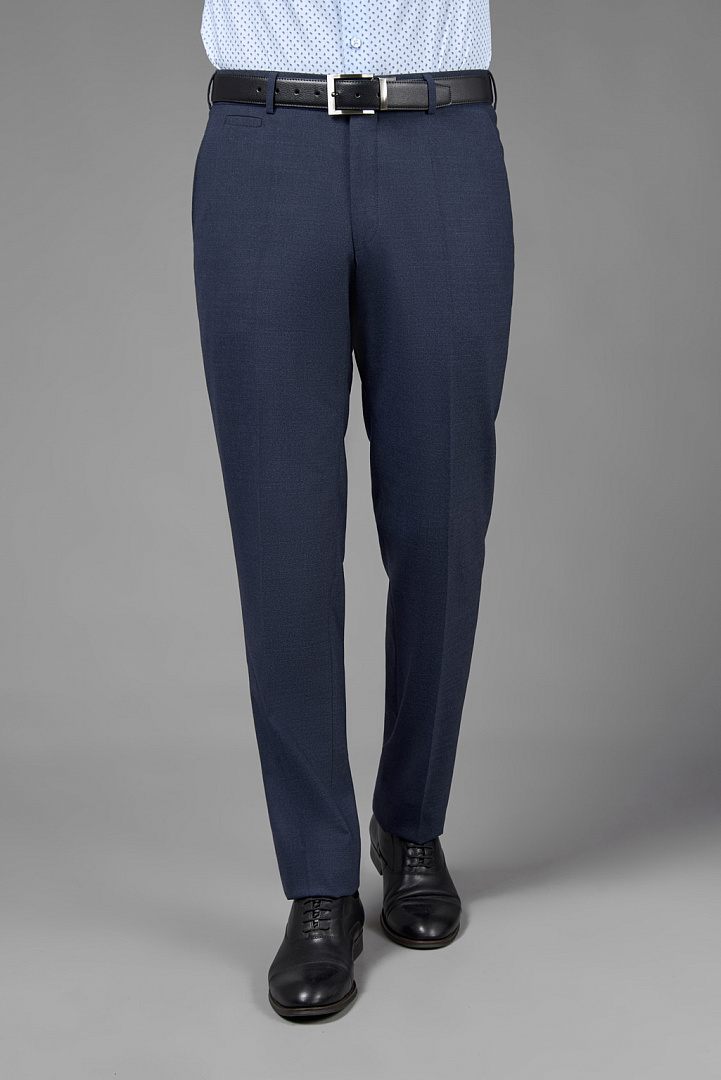 Костюмные синие брюки из шерстяной ткани Regular Fit