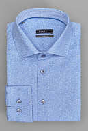 Голубая рубашка с мелким принтом на высокий рост Slim Fit