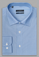 Голубая рубашка с эффектом меланж  Slim Fit