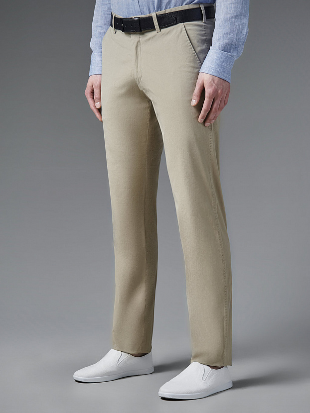 Хлопковые бежевые брюки чинос Super Slim Fit