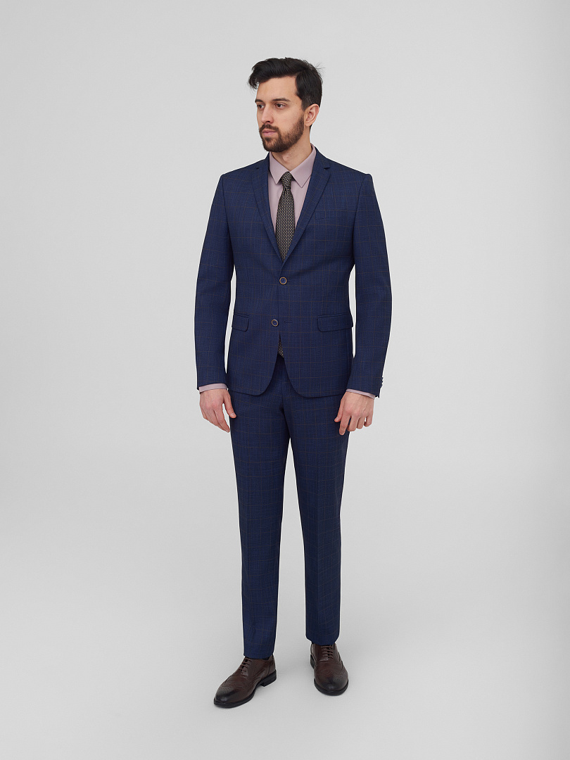 Тёмно-синий костюм в клетку Super Slim Fit