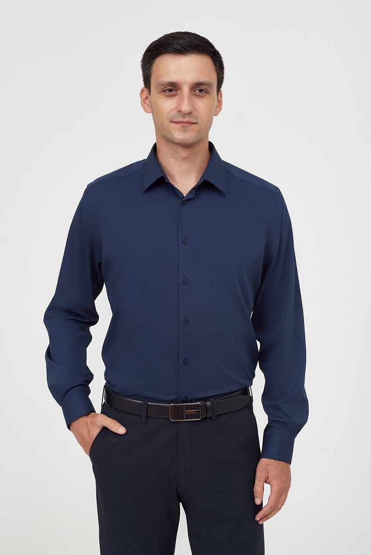 Однотонная рубашка с добавлением бамбука Slim Fit