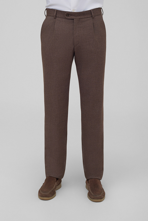 Костюмные брюки из смесовой ткани Slim Fit