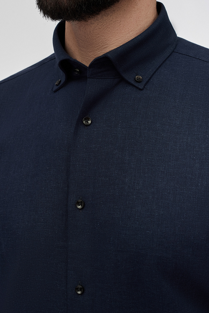 Темно-синяя рубашка с воротником на пуговицах Regular Fit
