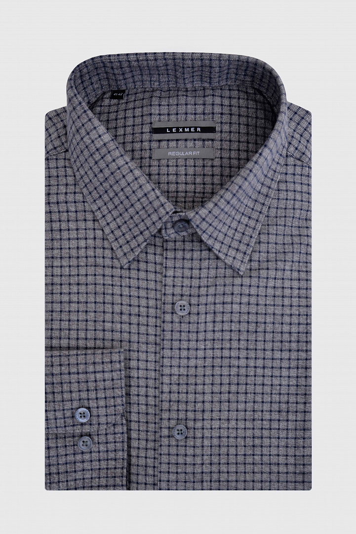 Серая рубашка в клетку Regular Fit