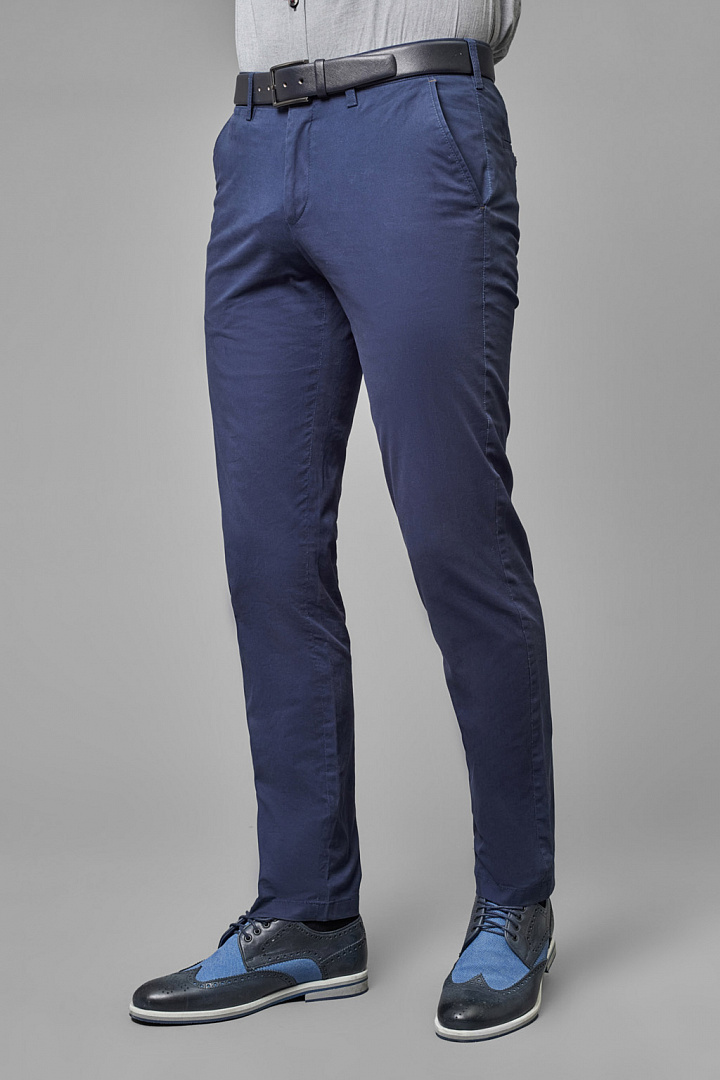 Хлопковые синие брюки чинос Slim Fit