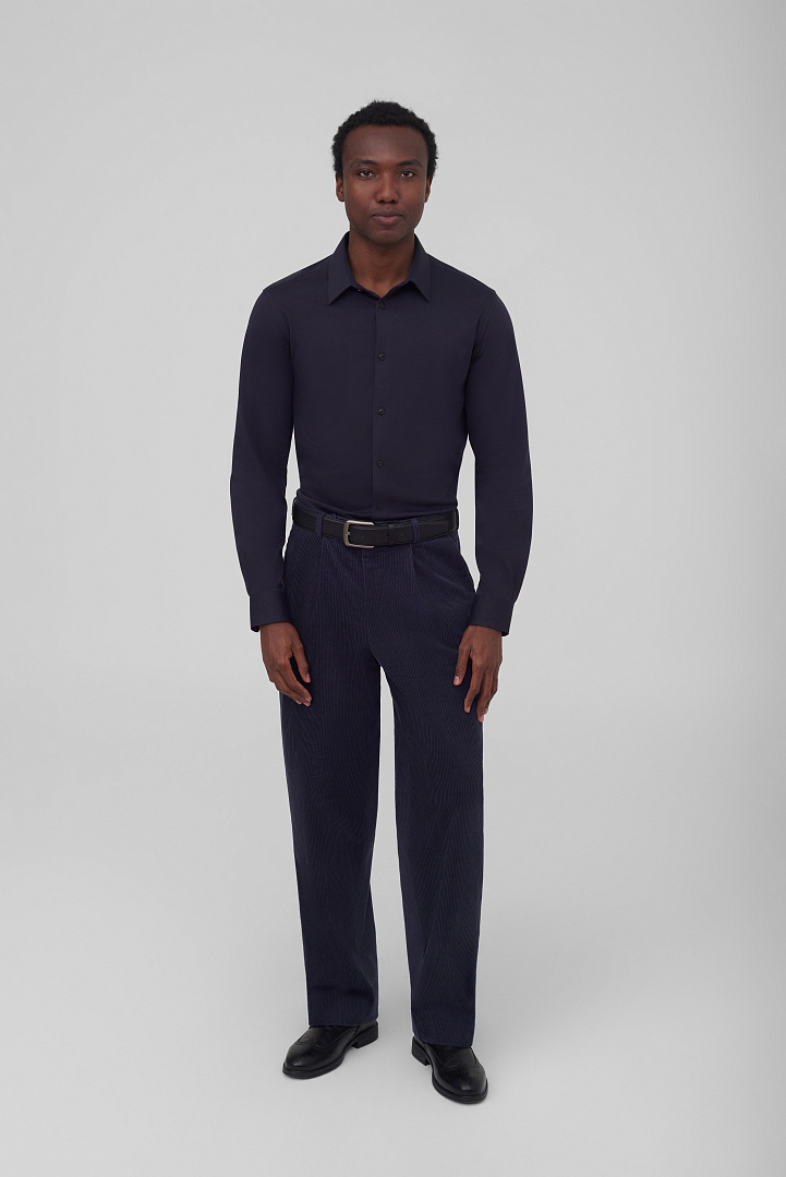 Однотонная рубашка из эластичной ткани Regular Fit