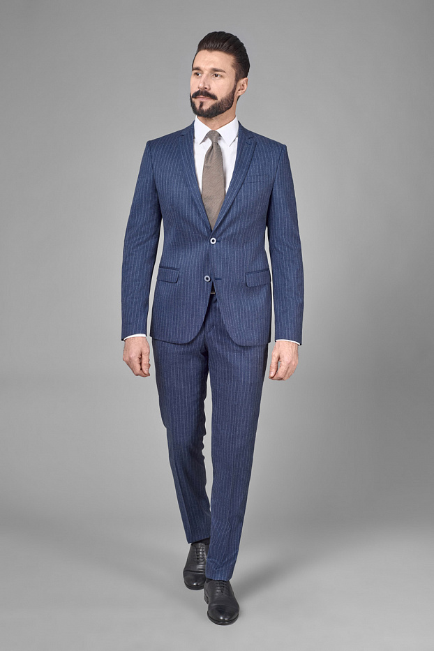 Костюм из смесовой ткани в полоску Slim Fit
