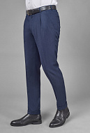 Синие брюки с защипами из итальянской ткани Vitale Barberis Regular Fit