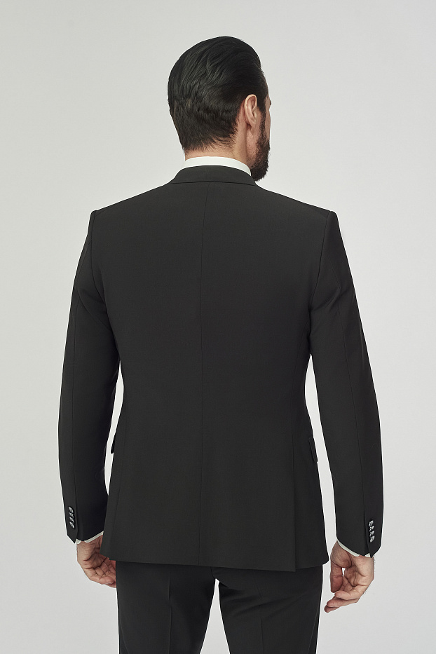 Костюмный пиджак из гладкой шерстяной ткани Slim Fit
