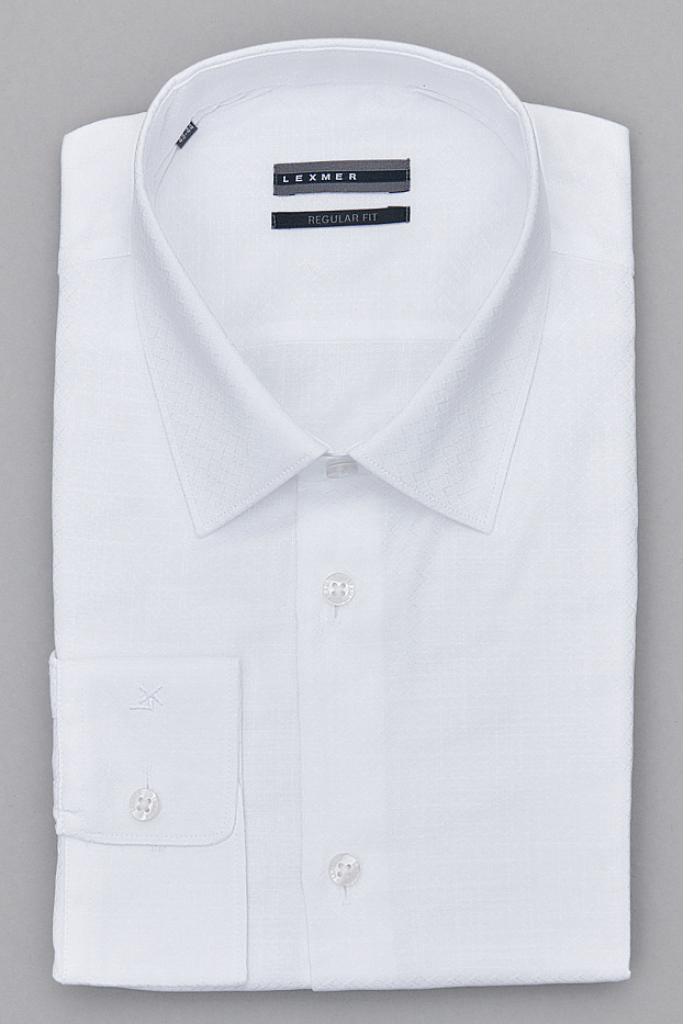 Белая рубашка из жаккардовой ткани Regular Fit