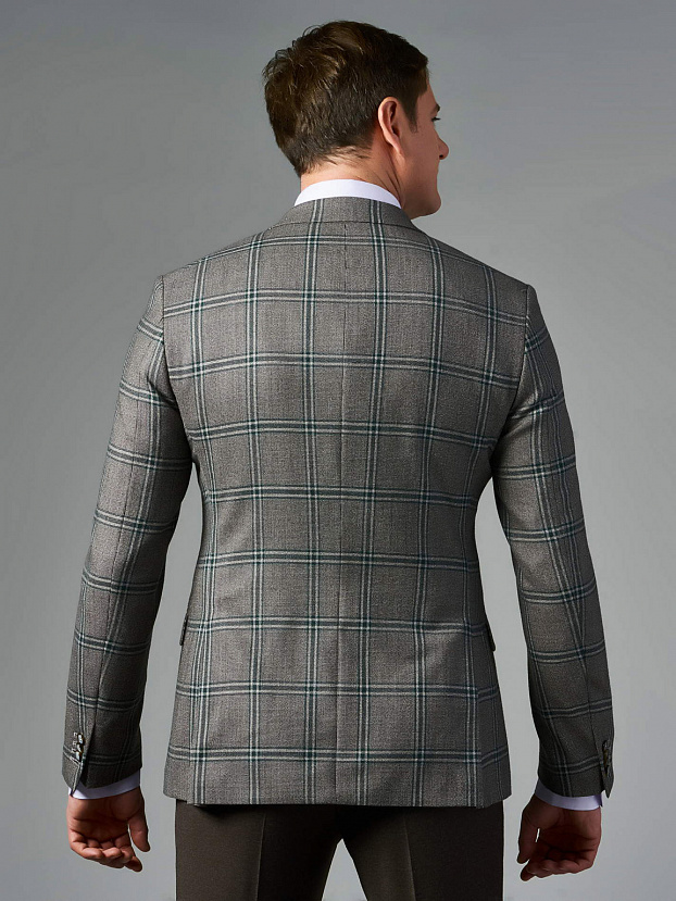 Пиджак из итальянской шерстяной ткани Drago в клетку Slim Fit