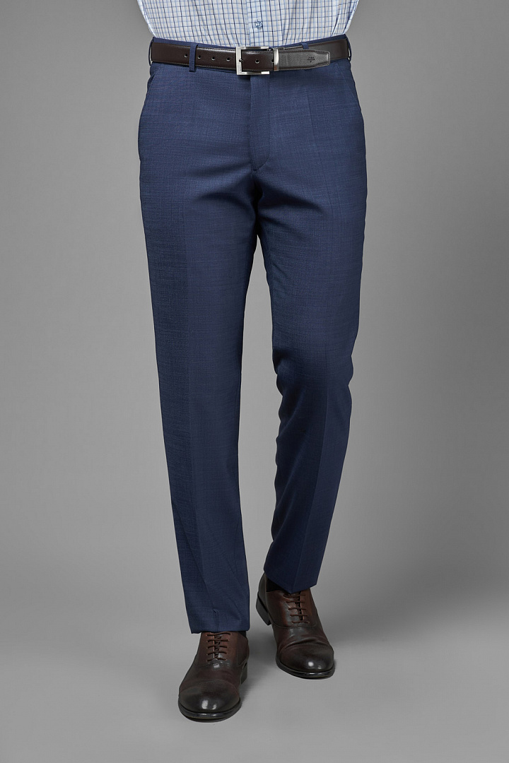 Костюмные синие брюки из тонкой шерстяной ткани Slim Fit