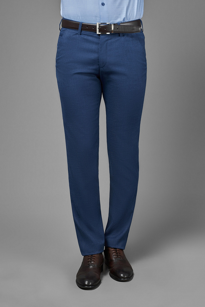Синие брюки с добавлением льна Super Slim Fit
