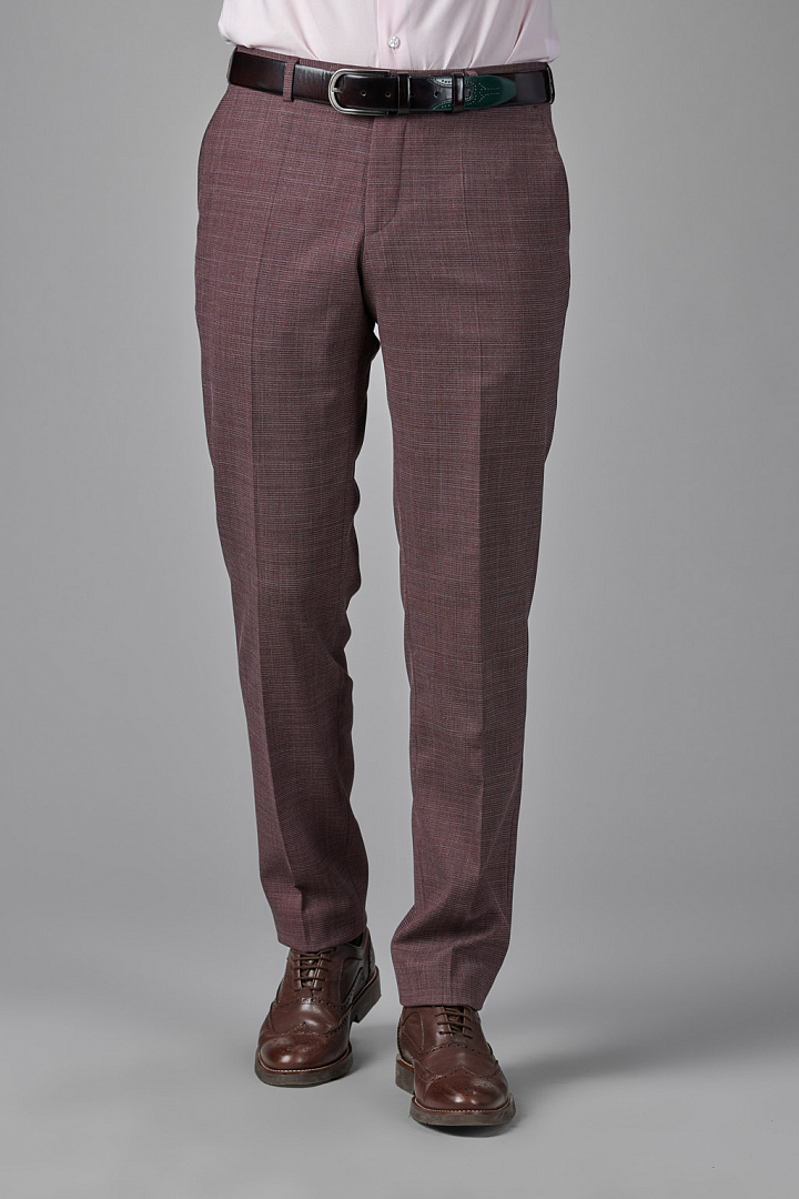 Костюмные брюки бордового цвета с микродизайном Super Slim Fit 
