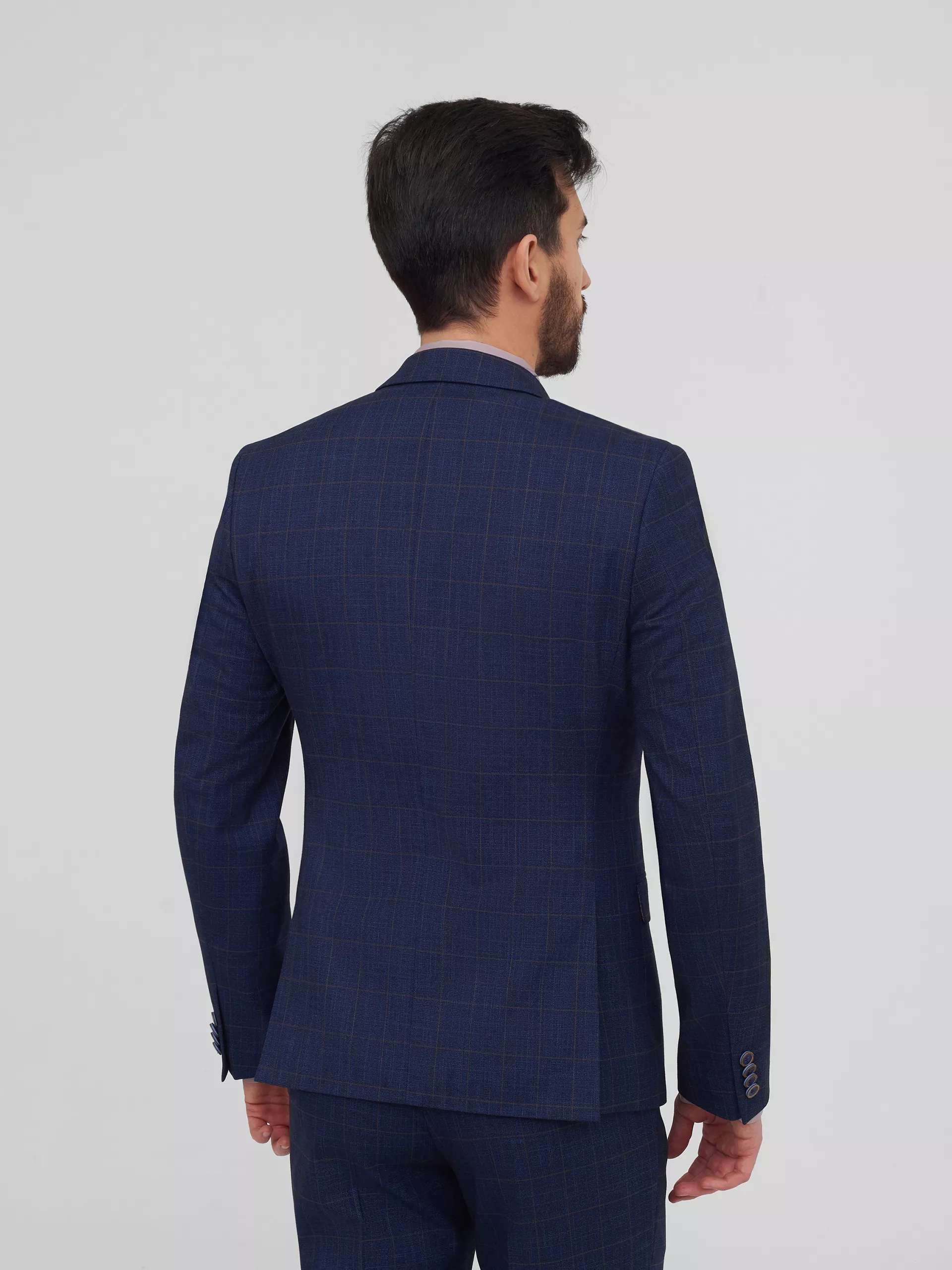 Тёмно-синий костюм в клетку Super Slim Fit