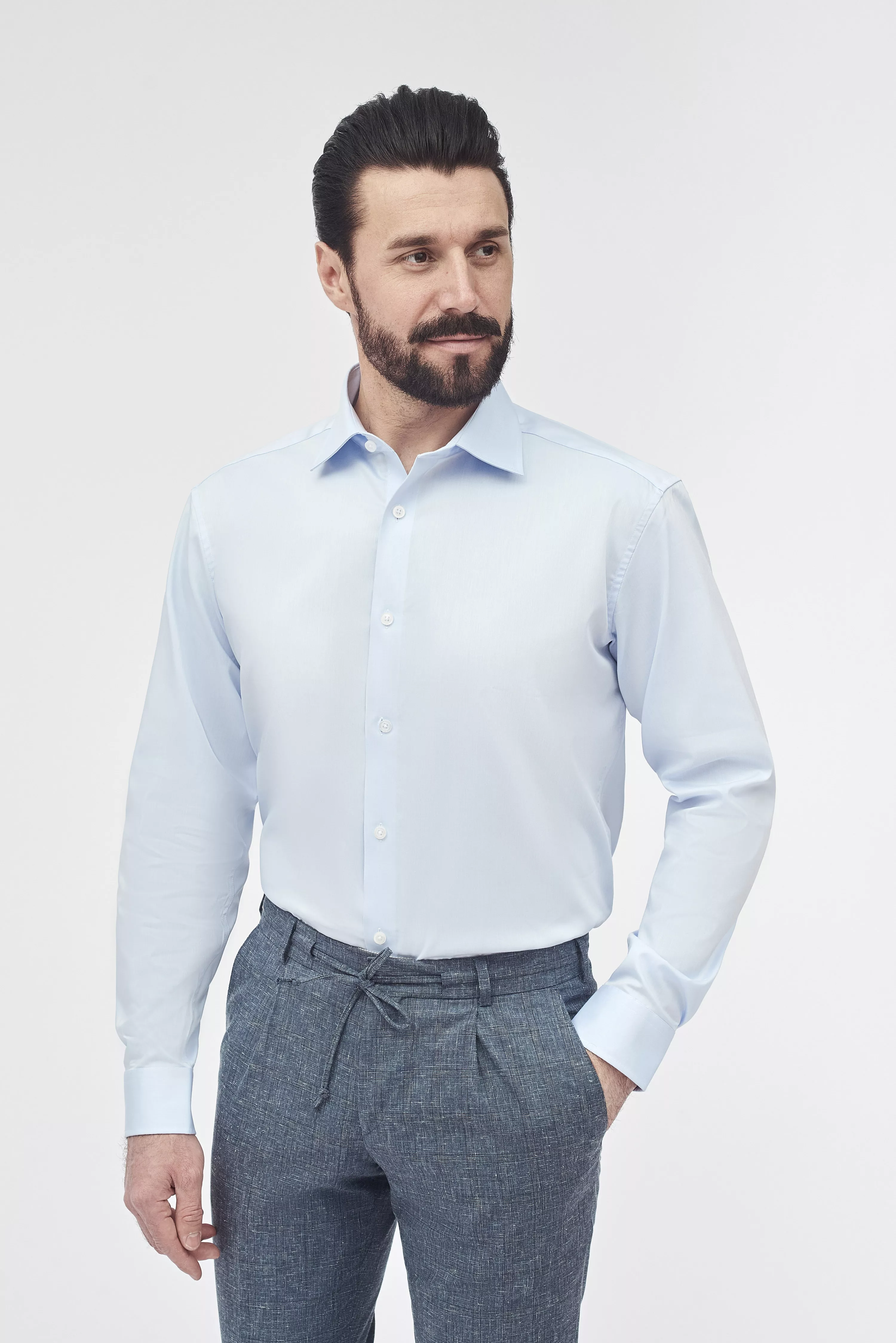 Голубая рубашка из хлопка с эффектом stretch Regular Fit
