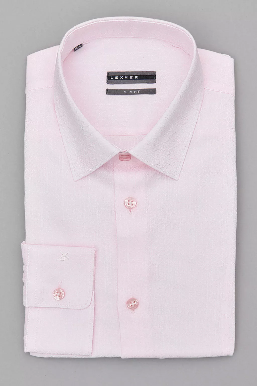 Розовая рубашка из жаккардовой ткани Slim Fit