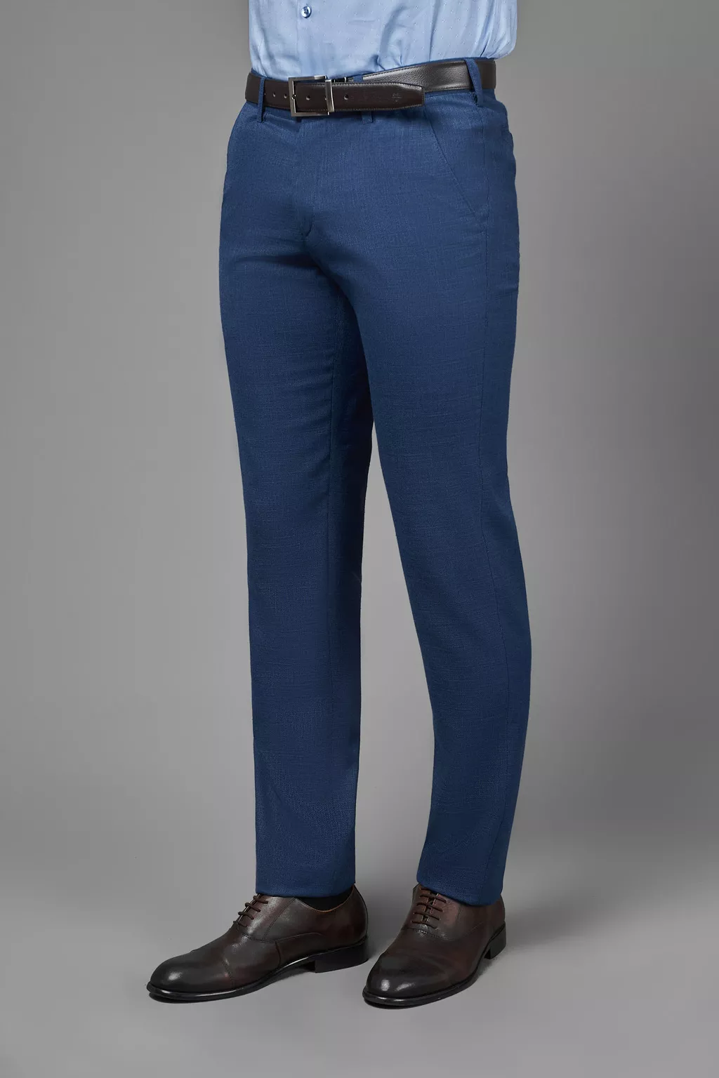 Синие брюки с добавлением льна Super Slim Fit