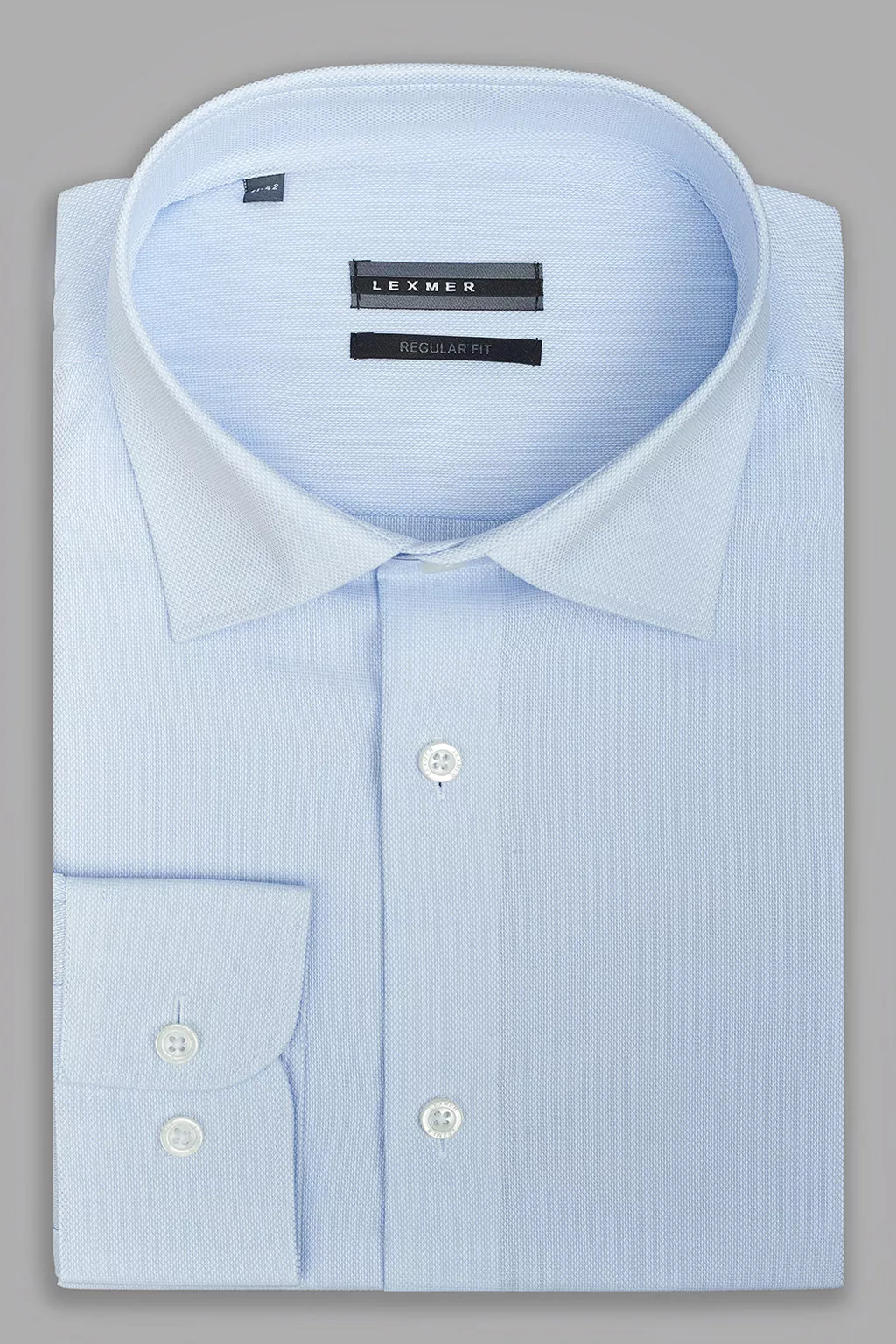 Голубая рубашка из фактурной ткани Regular Fit