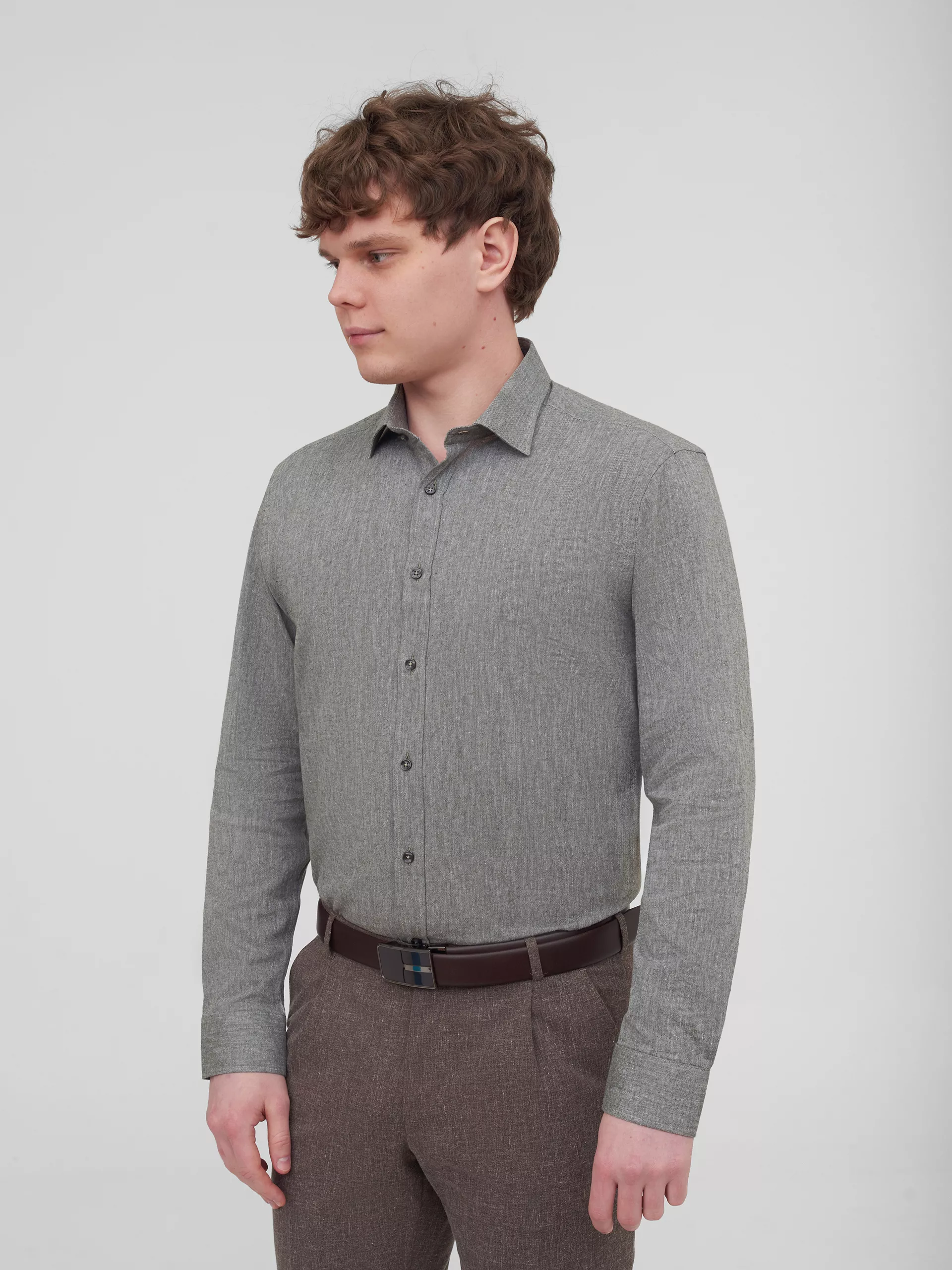 Рубашка с добавлением льна Slim Fit
