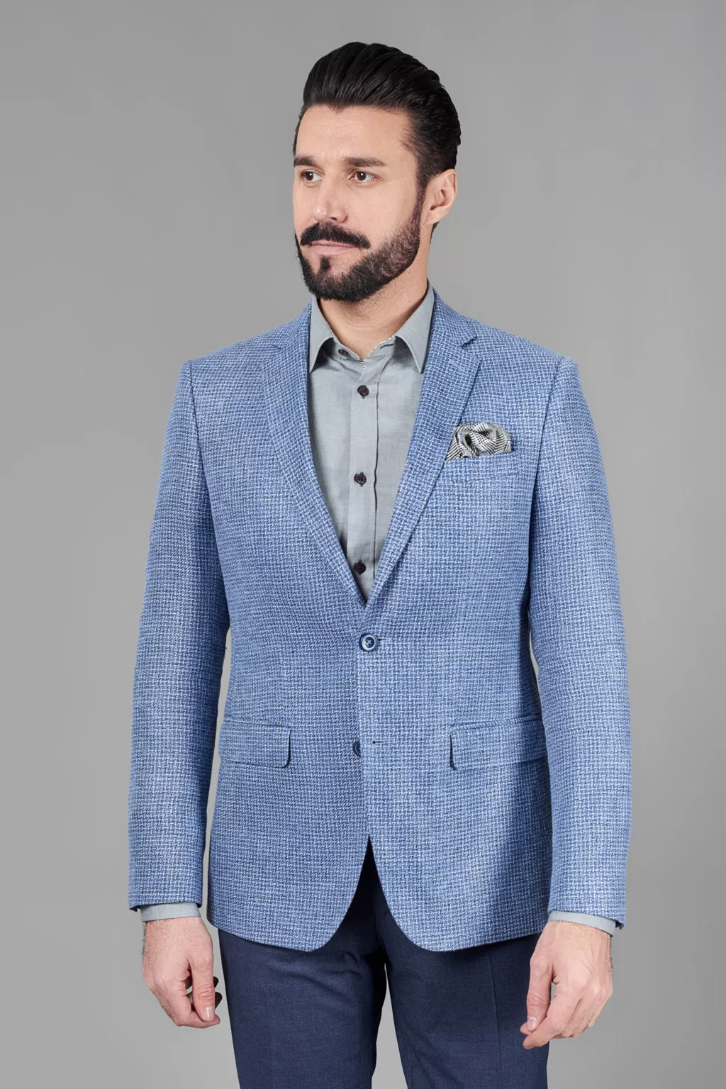 Пиджак в стиле casual из итальянской ткани Vitale Barberis Slim Fit