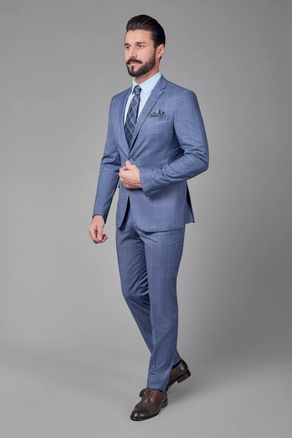 Костюм из смесовой ткани в тонкую клетку Slim Fit