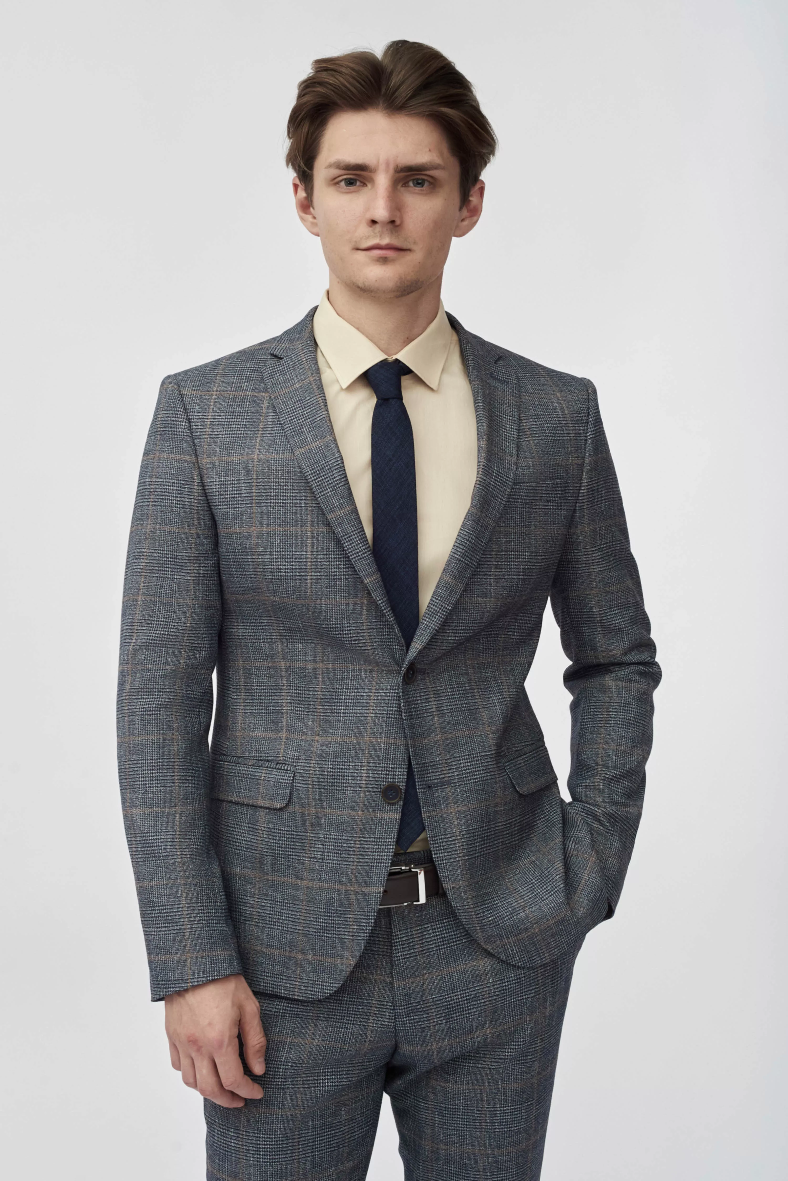 Костюм из поливискозы в яркую клетку Super Slim Fit