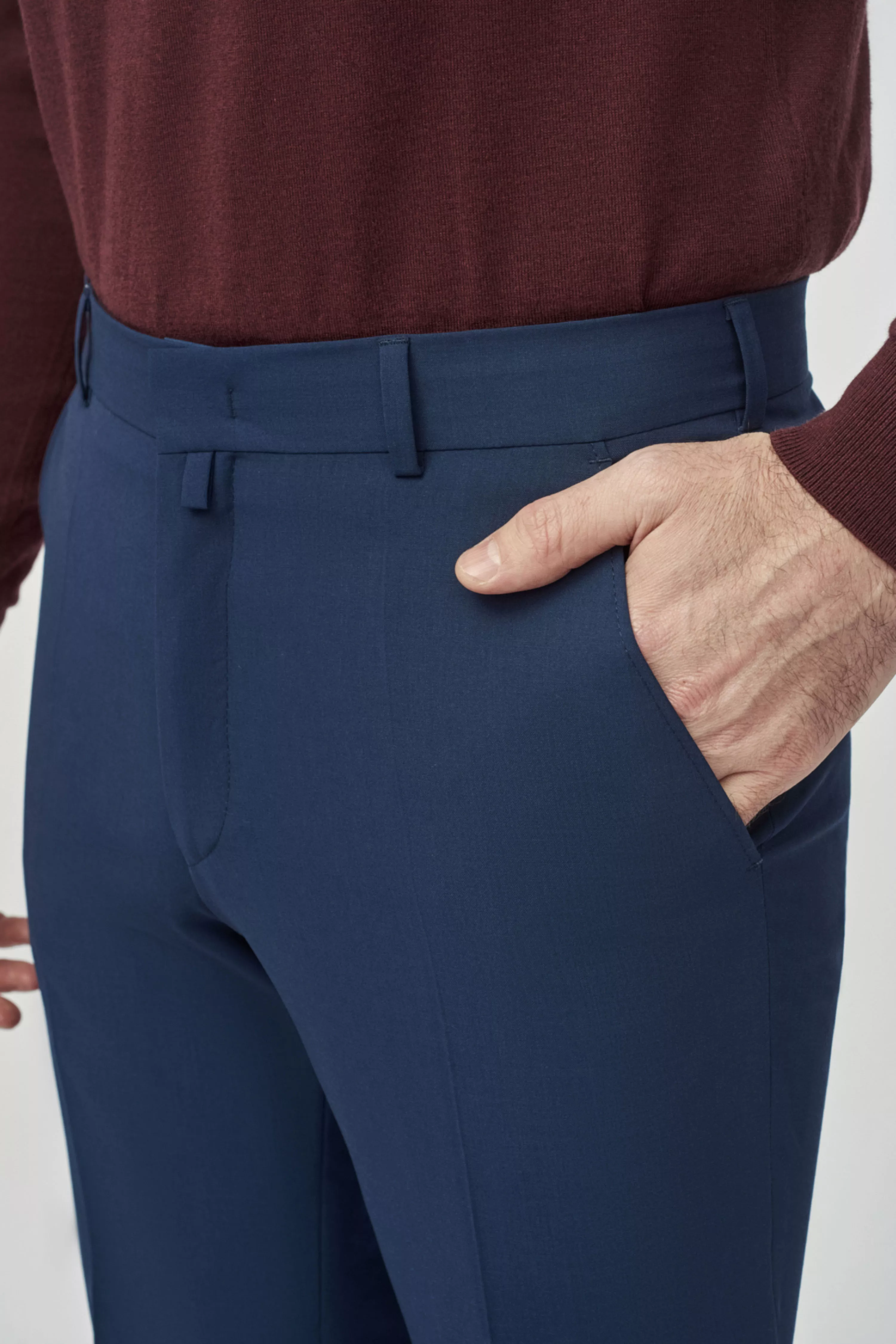 Синие брюки из итальянской эластичной ткани Slim Fit