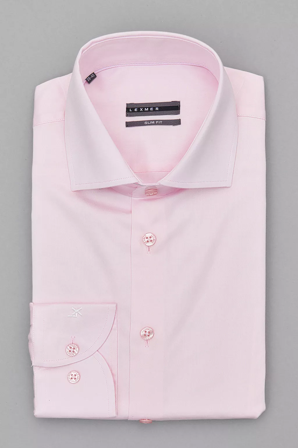 Розовая рубашка с французским воротником Slim Fit