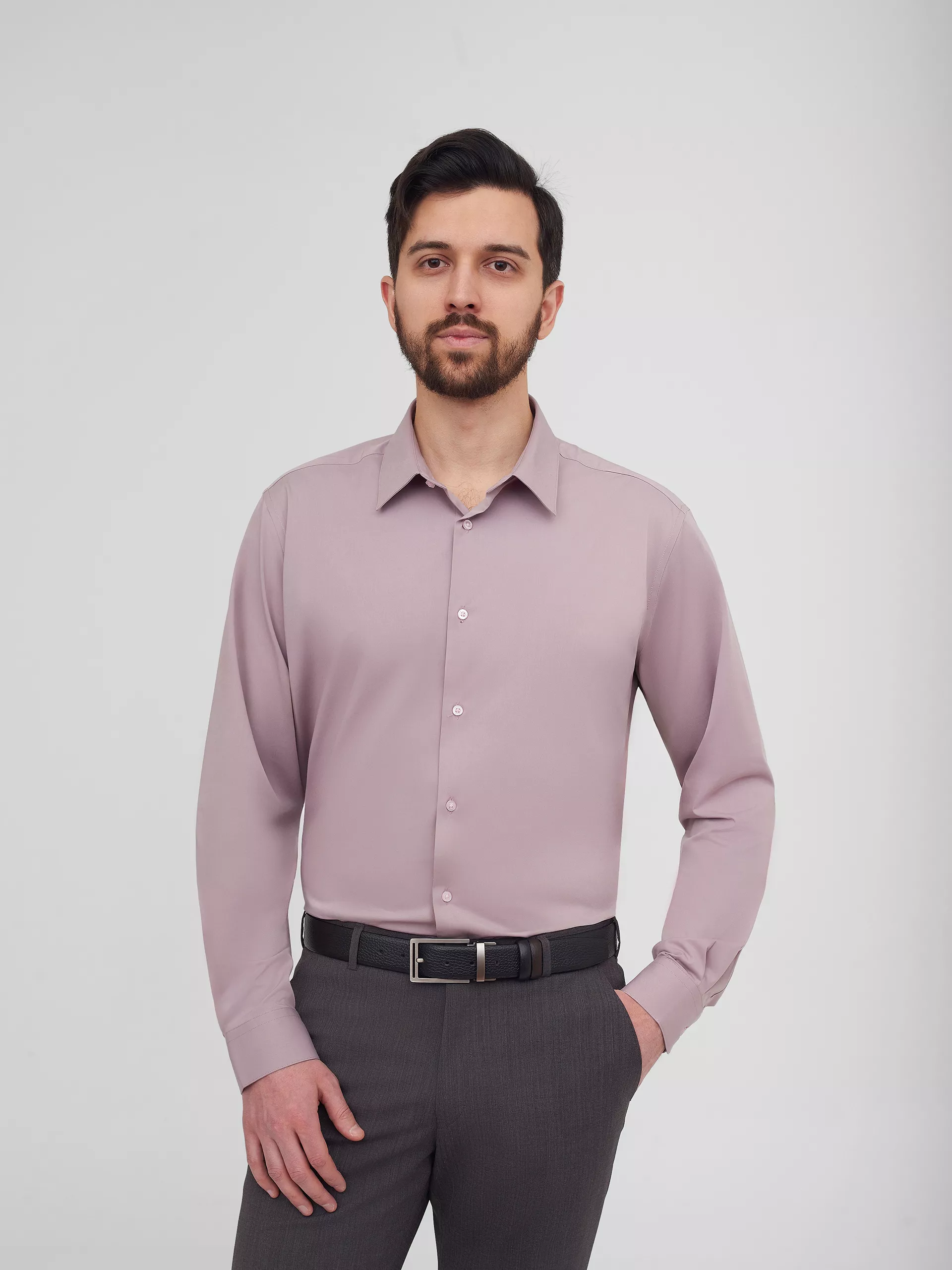 Однотонная рубашка с добавлением бамбука Regular Fit